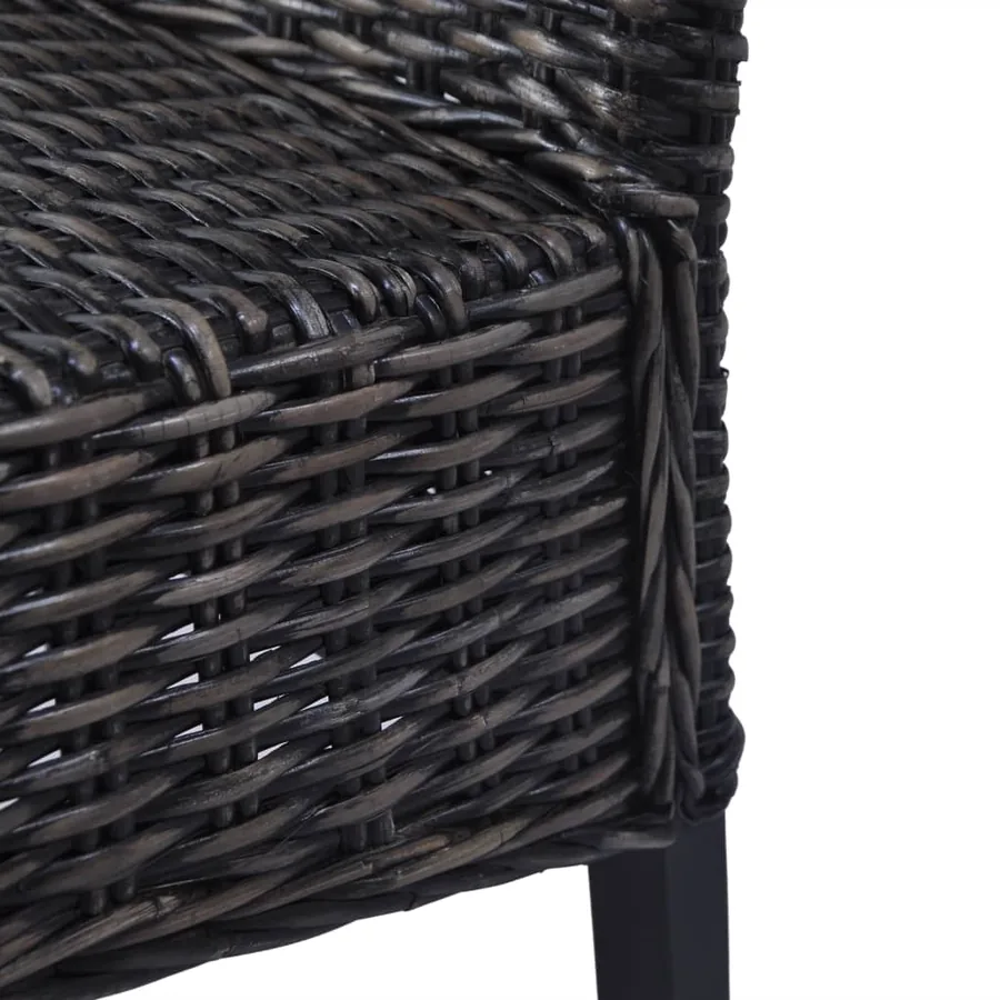 Chaises à manger lot de 4 noir rotin Kubu et bois de manguier - 6