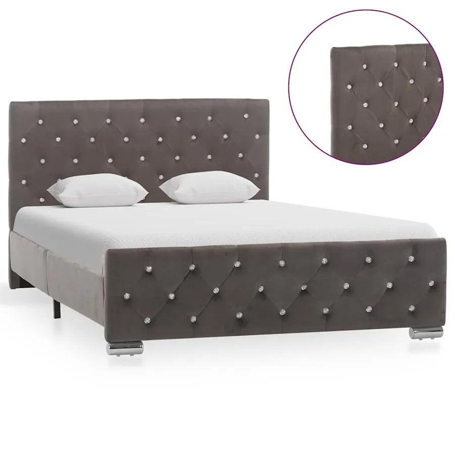Cadre de lit sans matelas gris tissu 120x200 cm - 3