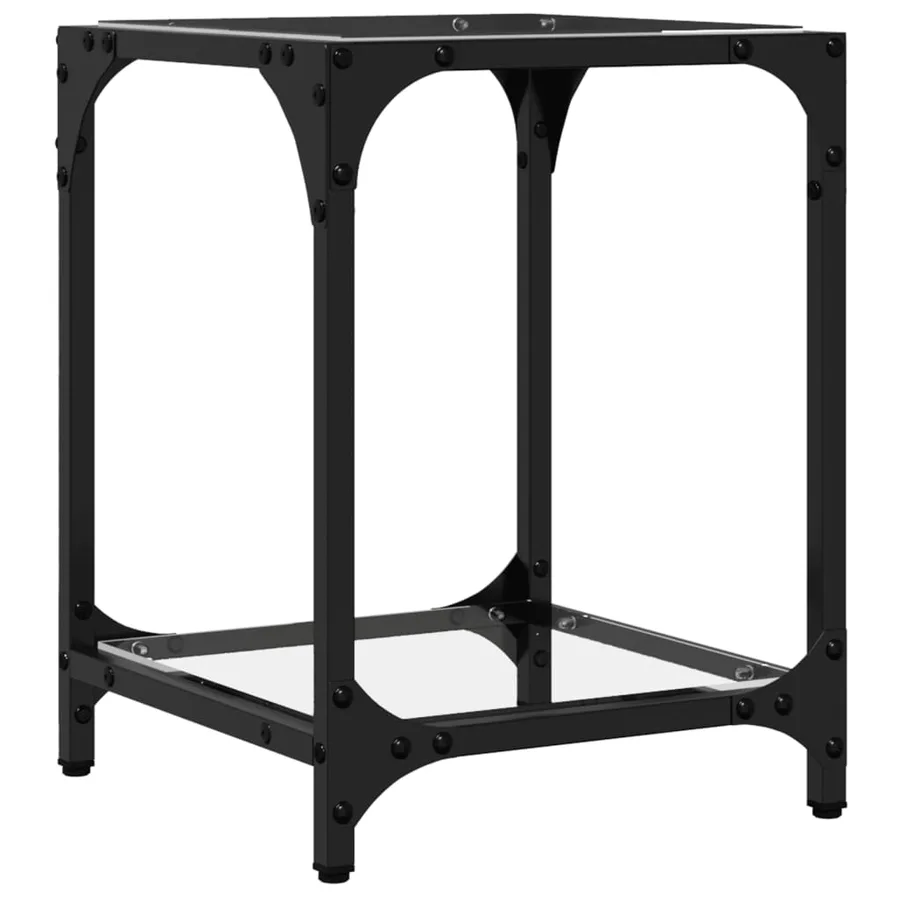 Table basse avec dessus en verre transparent 30x30x40 cm acier - 6