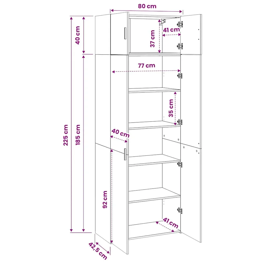 Armoire de rangement chêne fumé 80x42,5x225cm bois d'ingénierie - 13