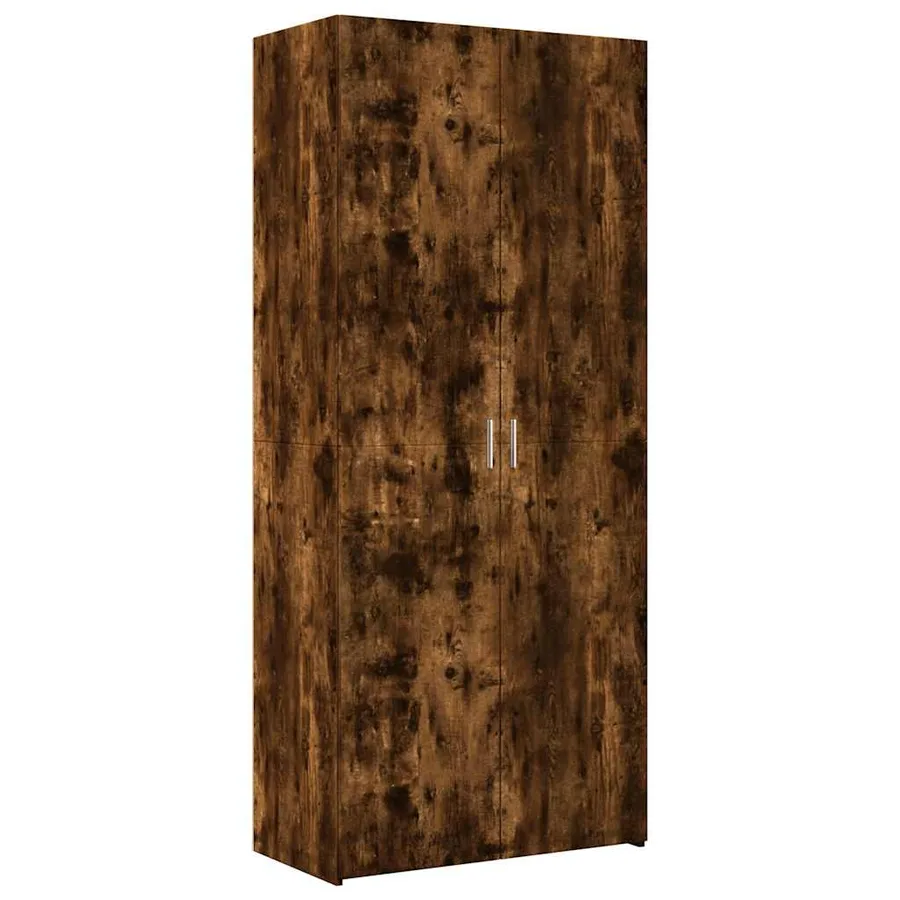 Armoire de rangement chêne fumé 80x42,5x225cm bois d'ingénierie - 6