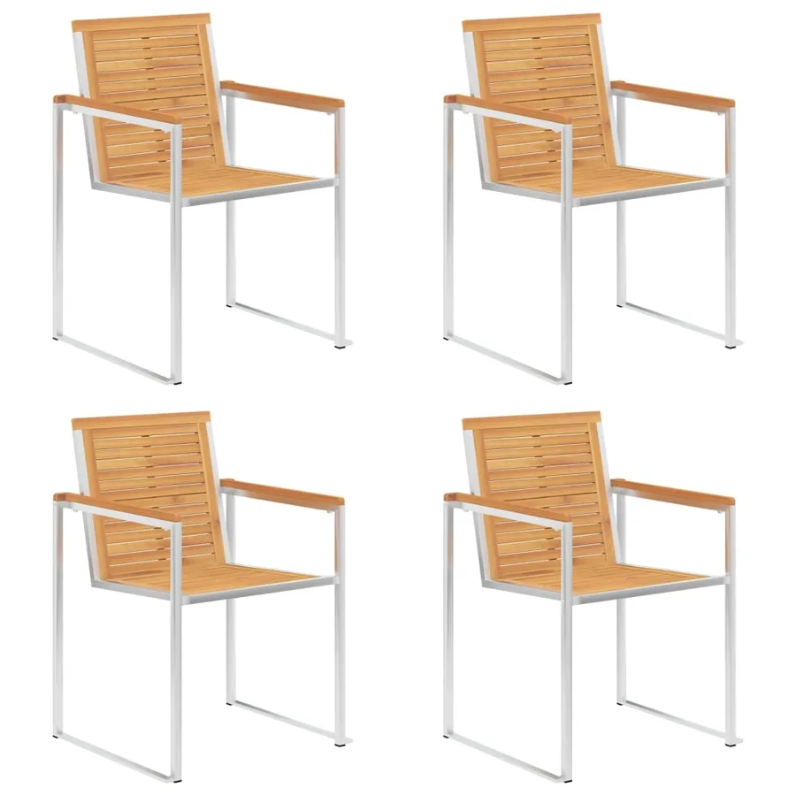 Chaises de jardin lot de 4 avec coussins Bois de teck massif - 3