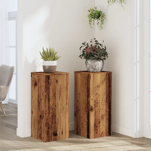 Supports pour plantes 2 pcs vieux bois bois d'ingénierie