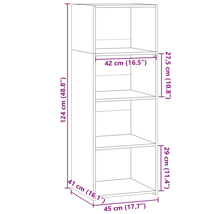 Buffet haut chêne marron 45x41x124 cm bois d'ingénierie - 9