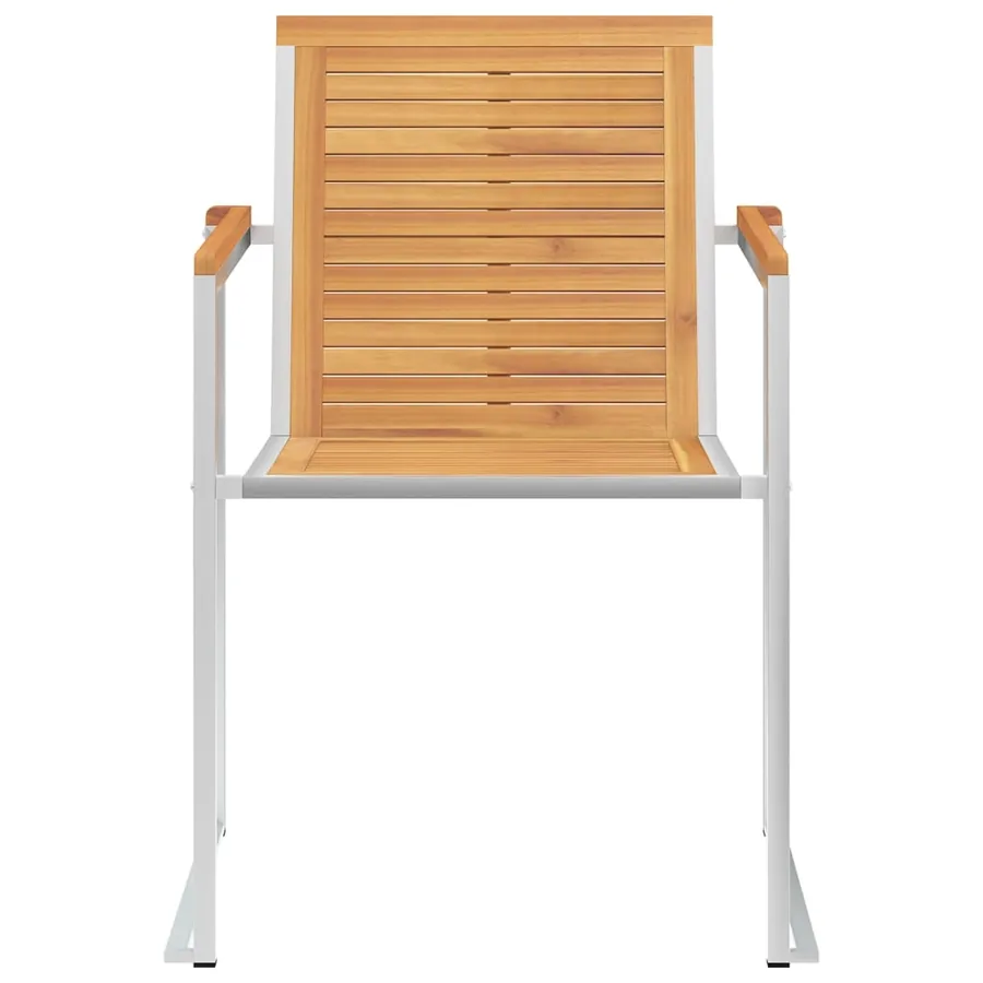 Chaises de jardin lot de 6 bois teck solide et acier inoxydable - 3