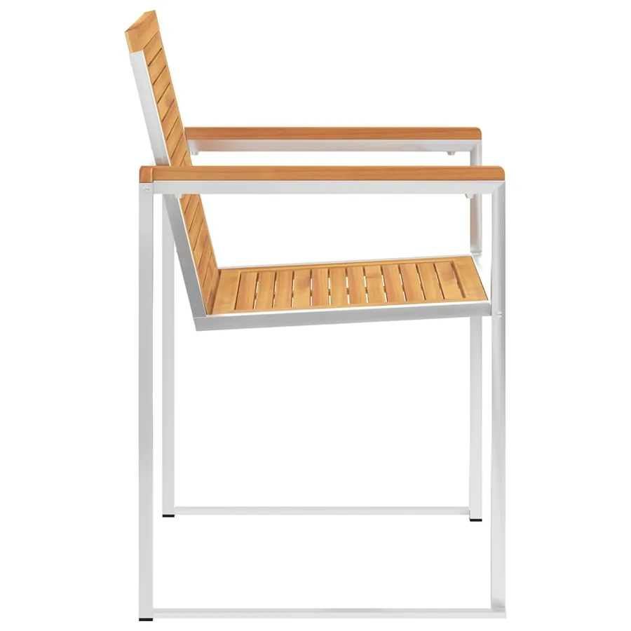Chaises de jardin lot de 6 bois teck solide et acier inoxydable - 4