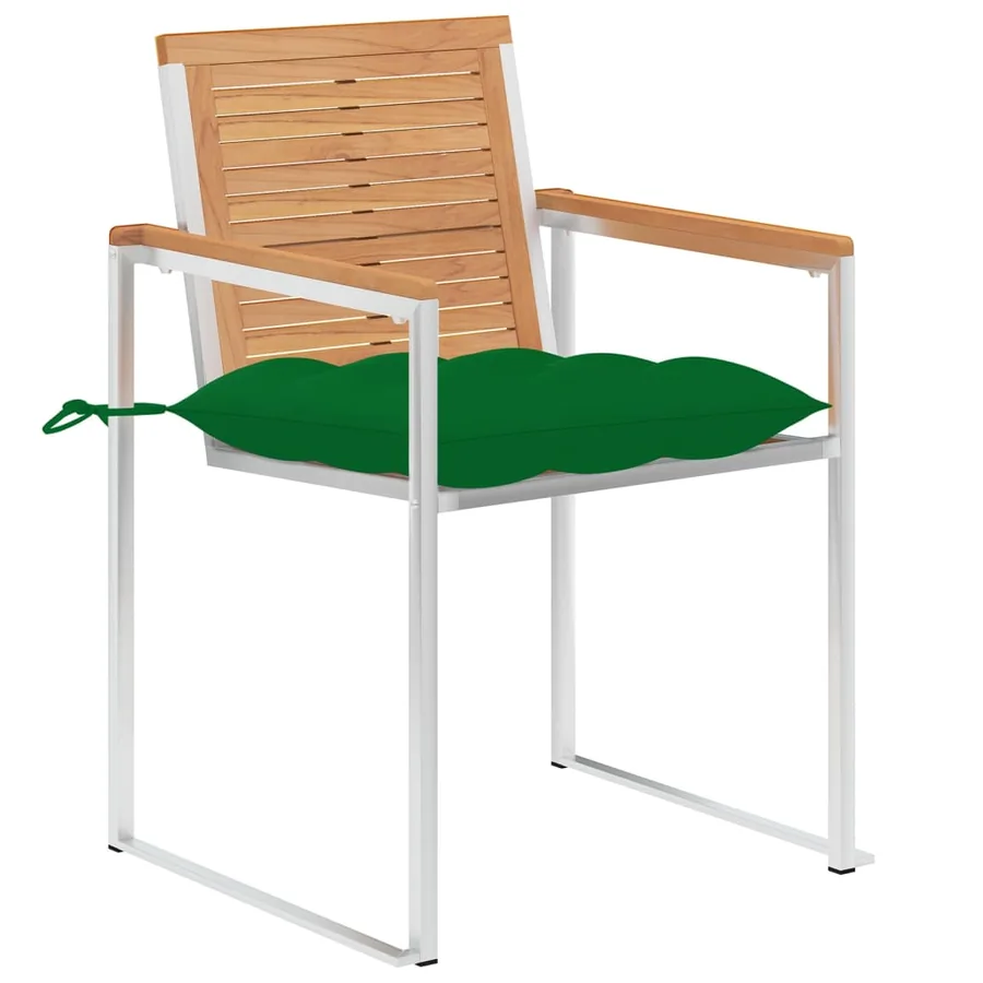 Chaises de jardin lot de 8 avec coussins Bois de teck massif - 2
