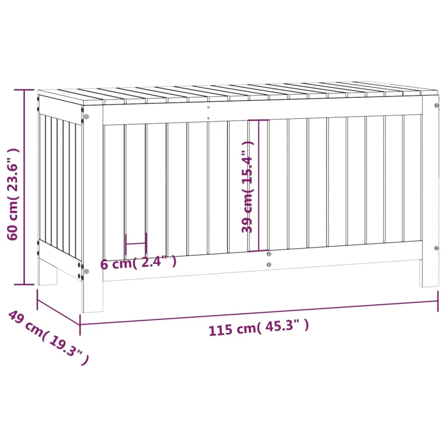 Boîte de rangement de jardin Blanc 115x49x60 cm Bois de pin - 10