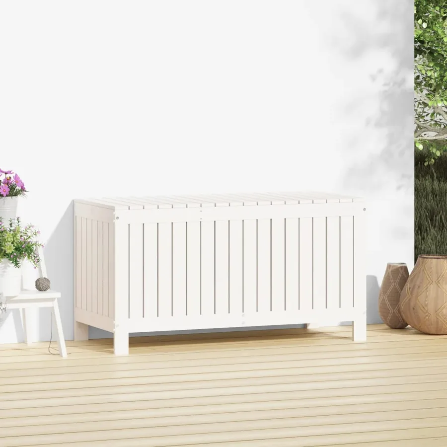Boîte de rangement de jardin Blanc 115x49x60 cm Bois de pin - 3