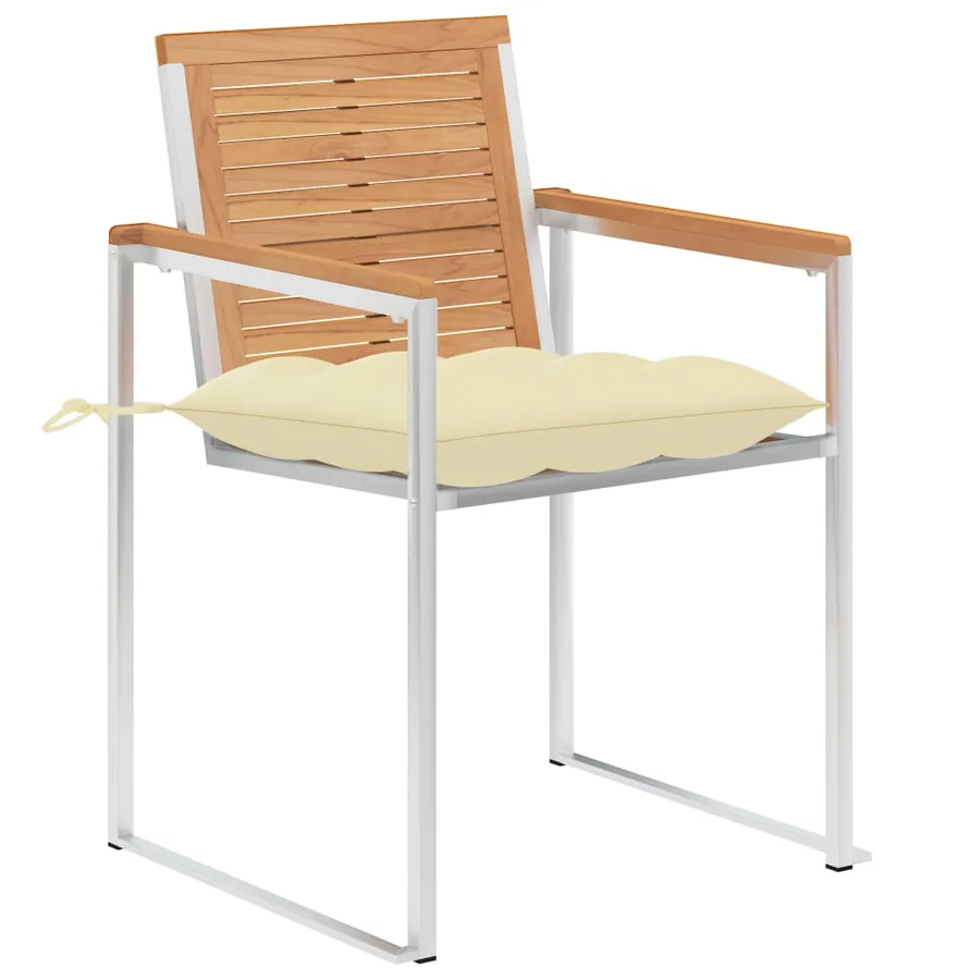 Chaises de jardin avec coussins lot de 2 Teck solide et acier - 2