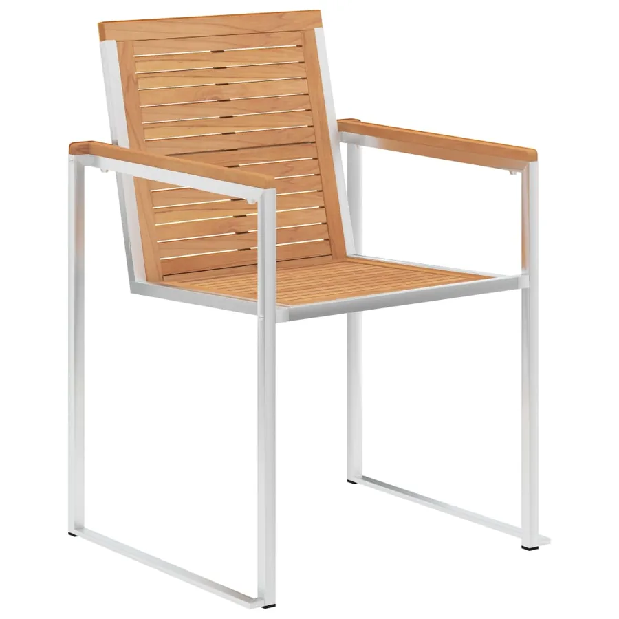 Chaises de jardin avec coussins lot de 2 Teck solide et acier - 4