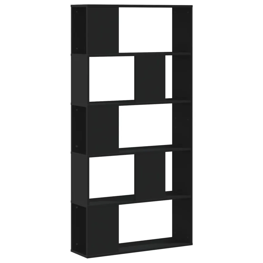 Bibliothèque 5 niveaux noir 80,5x23,5x162,5 cm bois ingénierie - 2