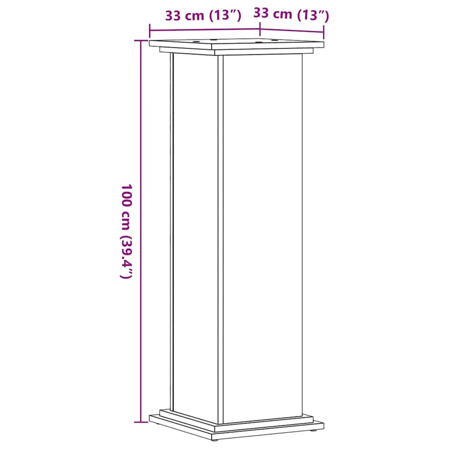 Support pour plantes blanc 33x33x100 cm bois d'ingénierie - 9