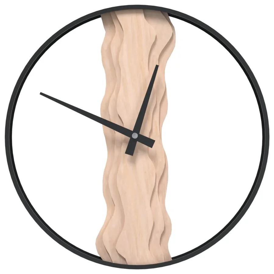 Horloge murale marron Ø35 cm fer et bois de chêne - 2