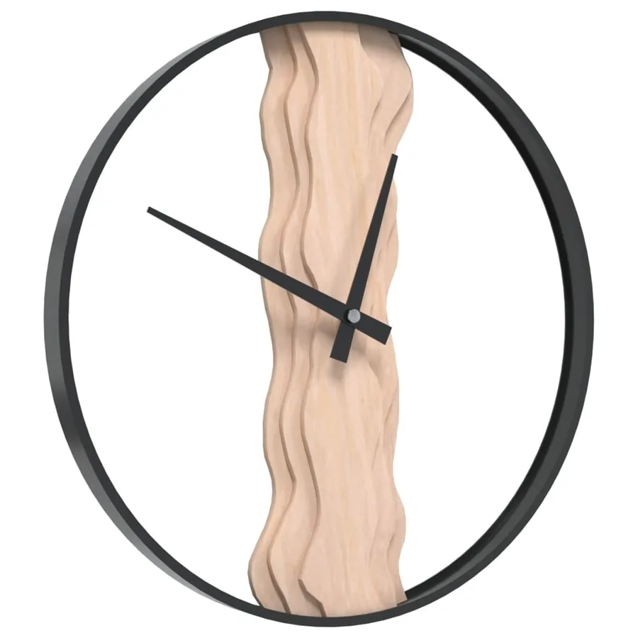 Horloge murale marron Ø35 cm fer et bois de chêne - 3