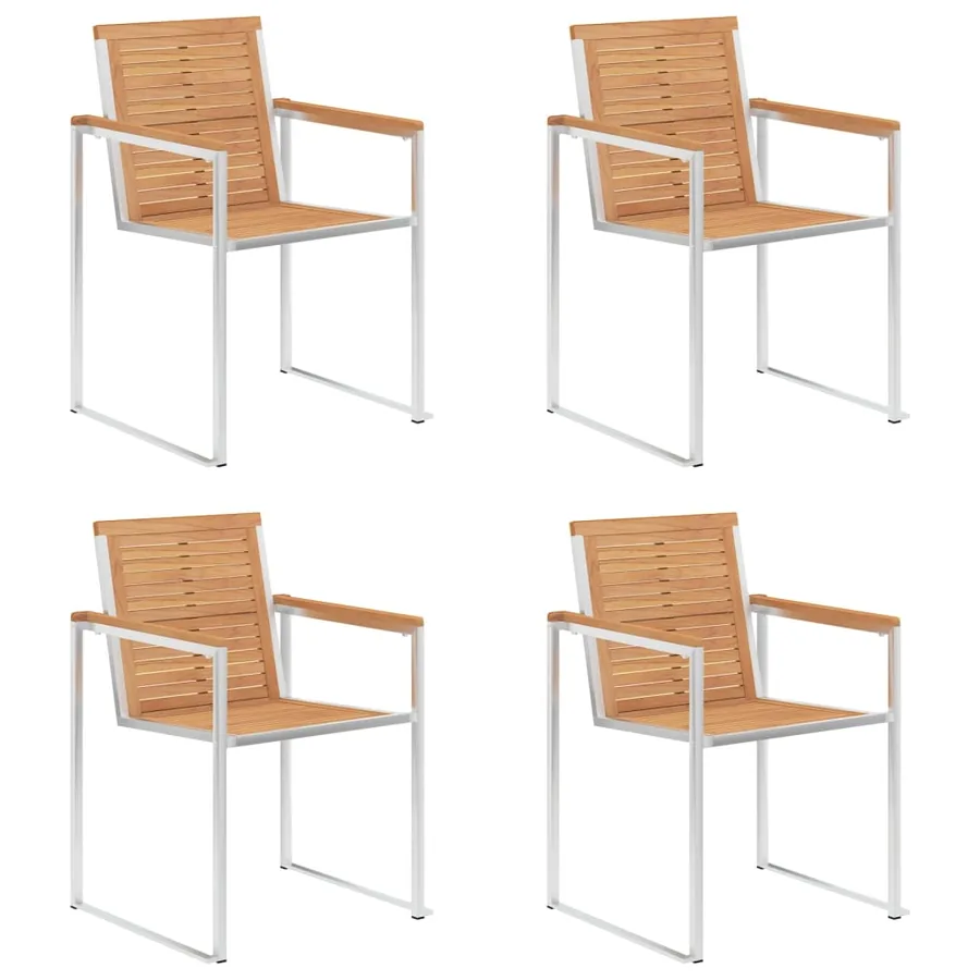 Chaises de jardin lot de 4 avec coussins Bois de teck massif - 3