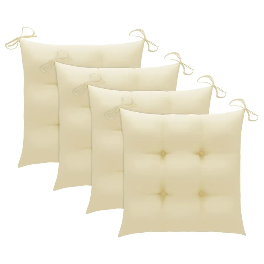 Chaises de jardin lot de 4 avec coussins Bois de teck massif - 7