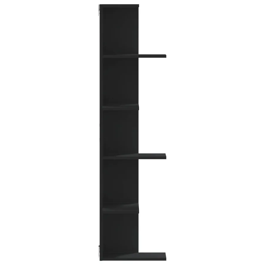 Étagère d'angle murale noir 36,5x36,5x140 cm bois d'ingénierie - 5