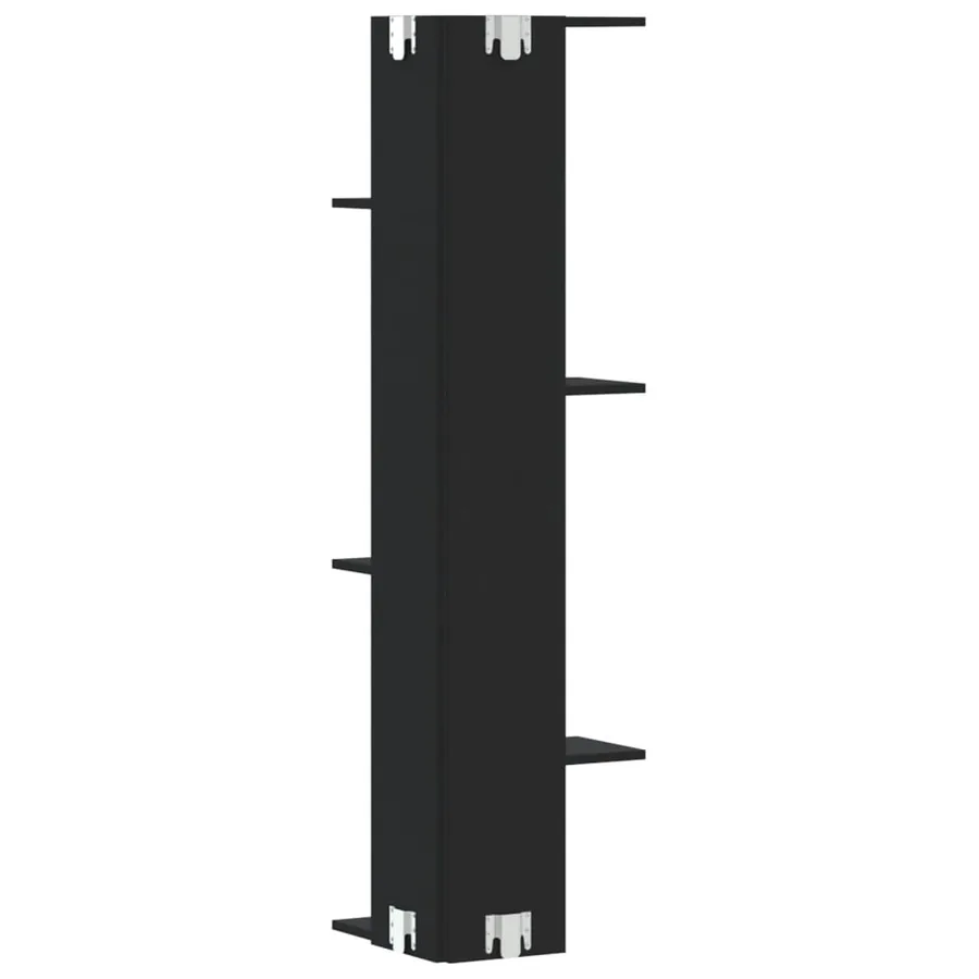 Étagère d'angle murale noir 36,5x36,5x140 cm bois d'ingénierie - 6