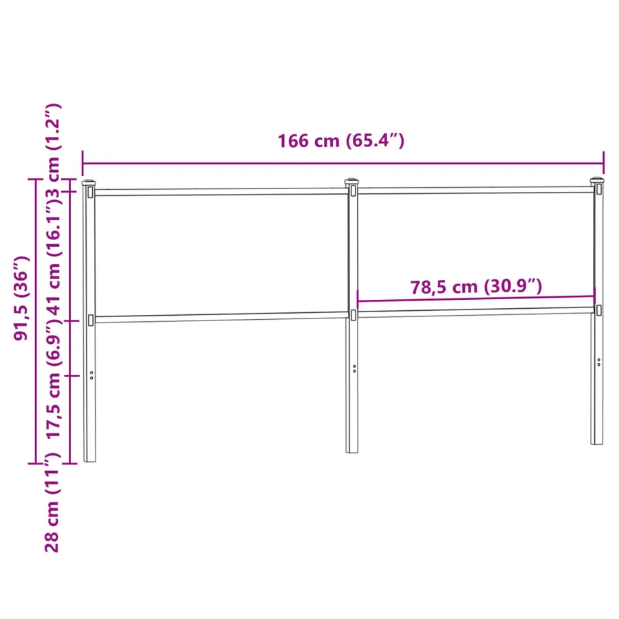 Tête de lit de remplacement chêne fumé 160 cm bois d'ingénierie et acier - 7