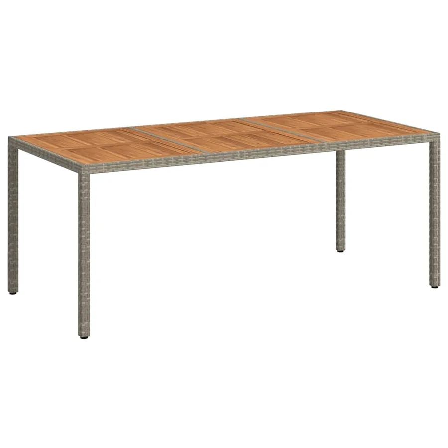 Table de jardin 190x90x75 cm Résine tressée/bois d'acacia Gris - 2