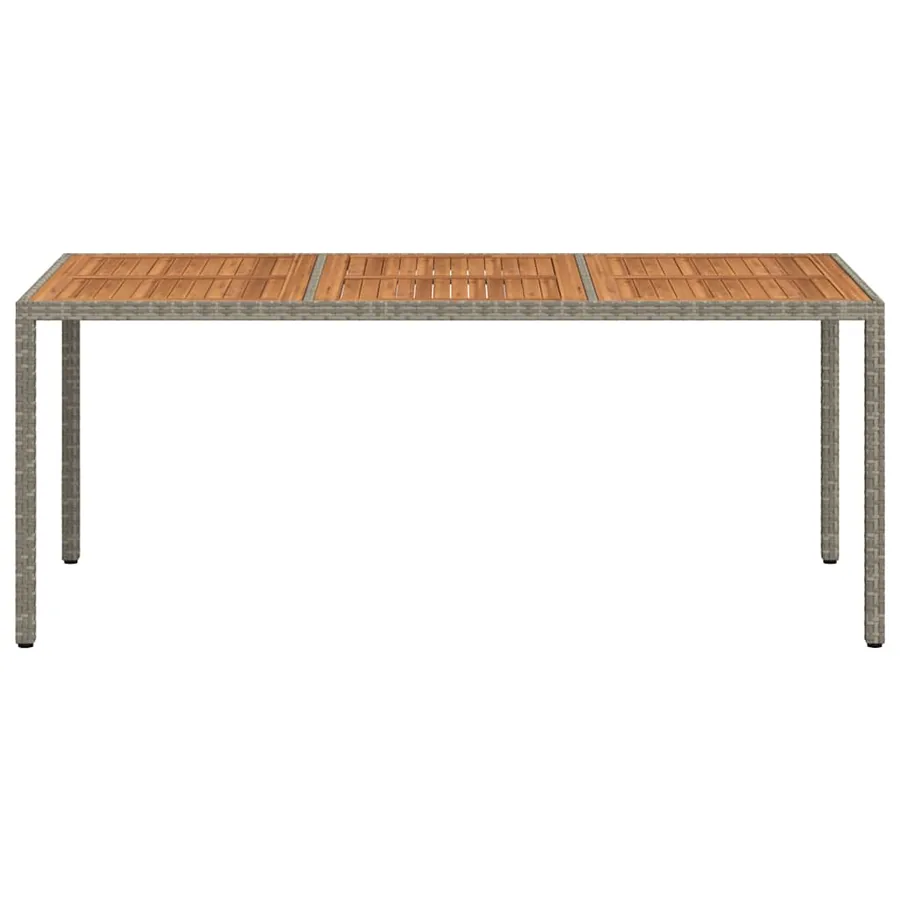 Table de jardin 190x90x75 cm Résine tressée/bois d'acacia Gris - 3