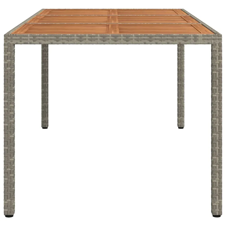 Table de jardin 190x90x75 cm Résine tressée/bois d'acacia Gris - 4