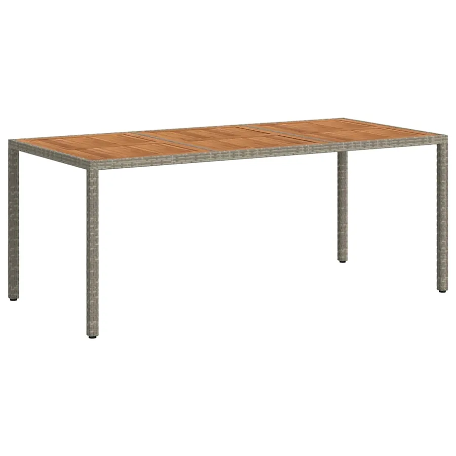 Table de jardin 190x90x75 cm Résine tressée/bois d'acacia Gris - 5