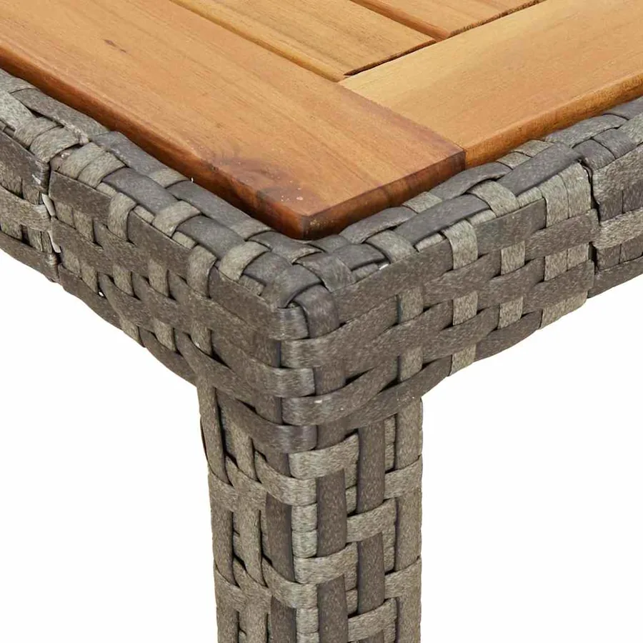 Table de jardin 190x90x75 cm Résine tressée/bois d'acacia Gris - 6