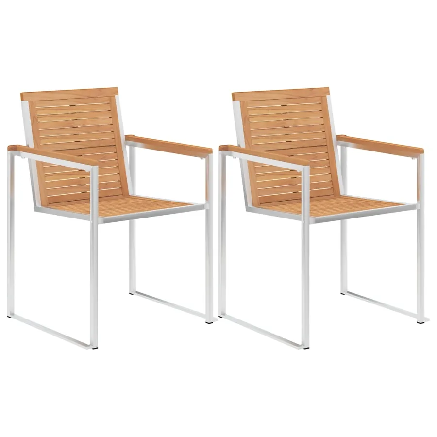 Chaises de jardin avec coussins lot de 2 Teck solide et acier - 3
