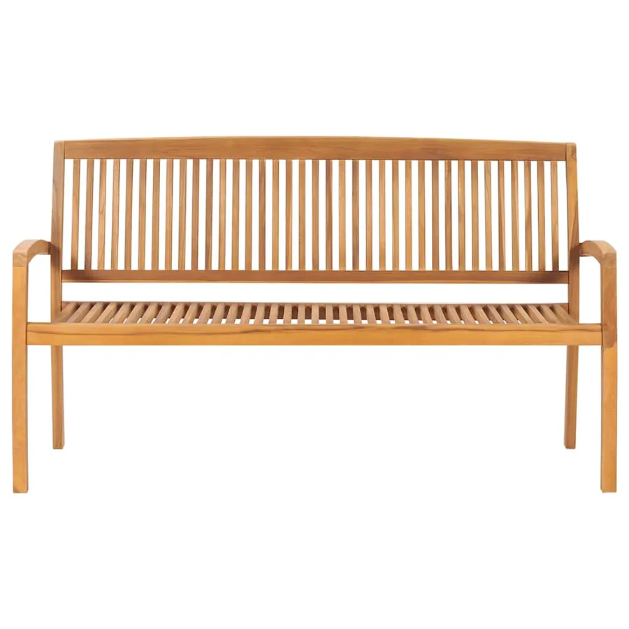 Banc de jardin empilable et coussin 159 cm Bois de teck massif - 3