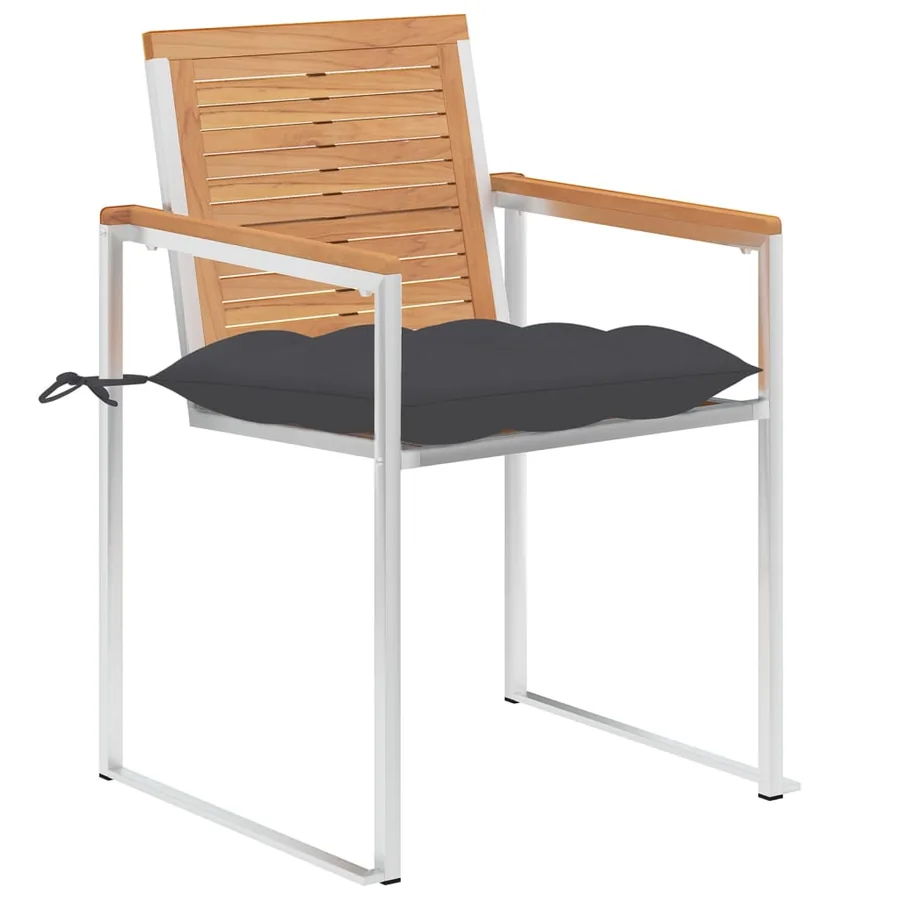 Chaises de jardin lot de 8 avec coussins Bois de teck massif - 2