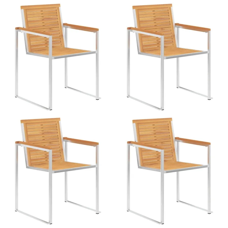 Chaises de jardin lot de 4 avec coussins Bois de teck massif - 3