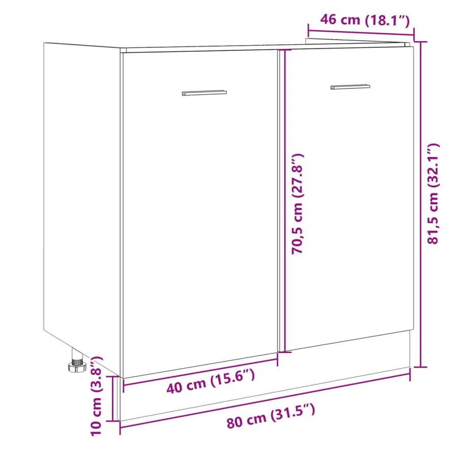 Meuble bas "Lyon" Chêne Sonoma 80 x 46 x 81,5 cm Bois d'ingénierie - 13