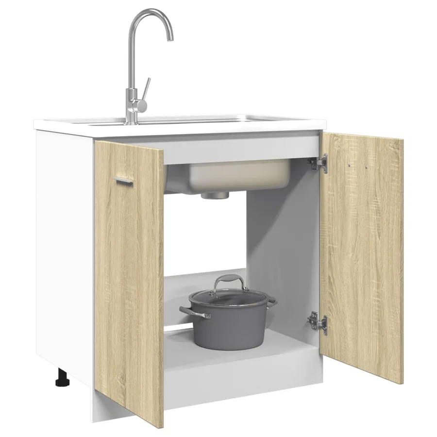 Meuble bas "Lyon" Chêne Sonoma 80 x 46 x 81,5 cm Bois d'ingénierie - 4