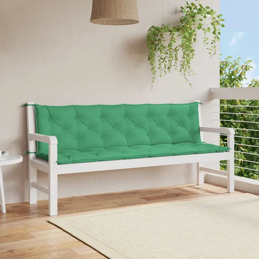 Coussin de banc de jardin vert 200x(50+50)x7 cm tissu oxford