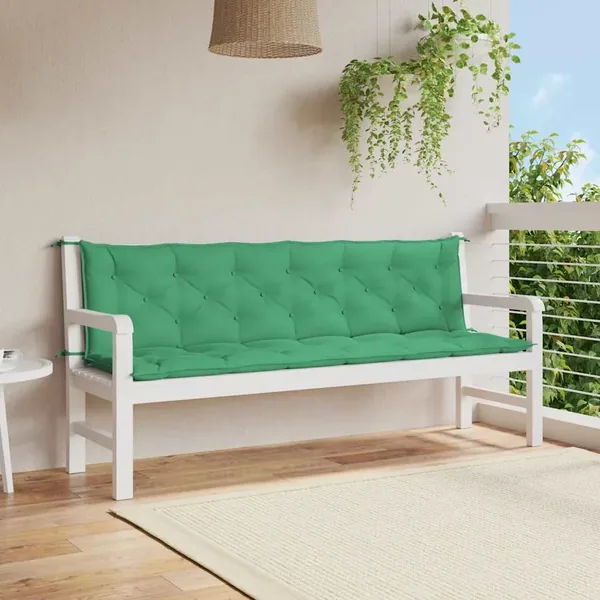 Coussin de banc de jardin vert 200x(50+50)x7 cm tissu oxford