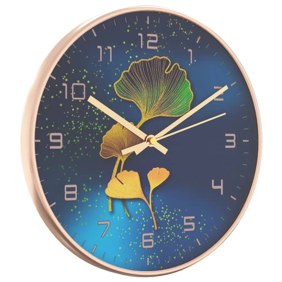 Horloge murale doré et bleu Ø29,5 cm polystyrène et verre - 3