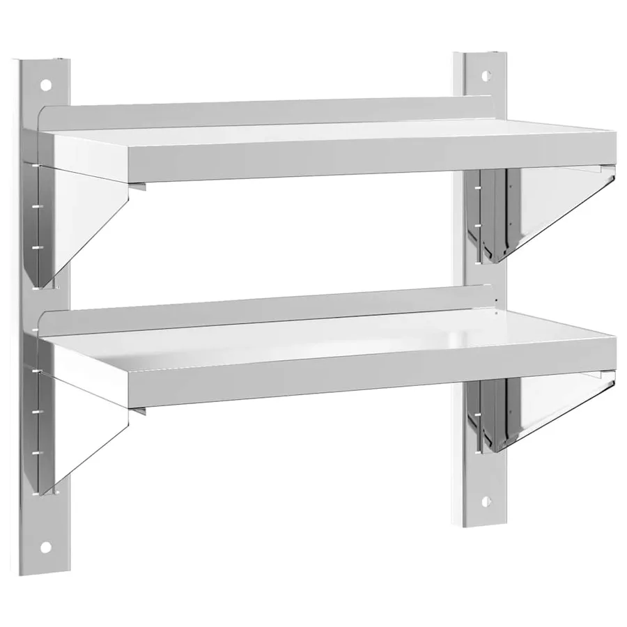 Étagère murale 2 niveaux 50x23,5x48 cm argenté acier inoxydable - 2