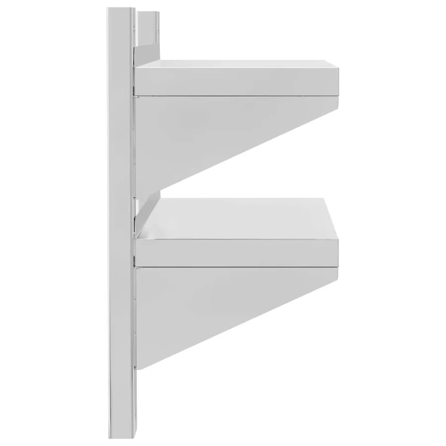 Étagère murale 2 niveaux 50x23,5x48 cm argenté acier inoxydable - 6