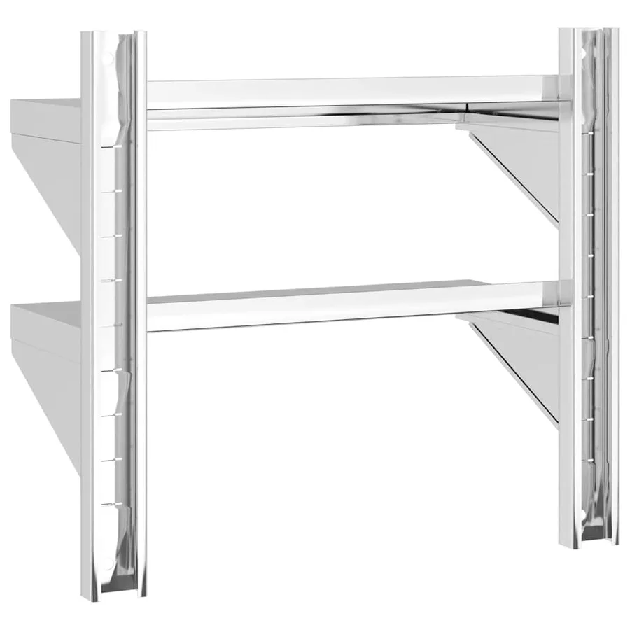 Étagère murale 2 niveaux 50x23,5x48 cm argenté acier inoxydable - 7