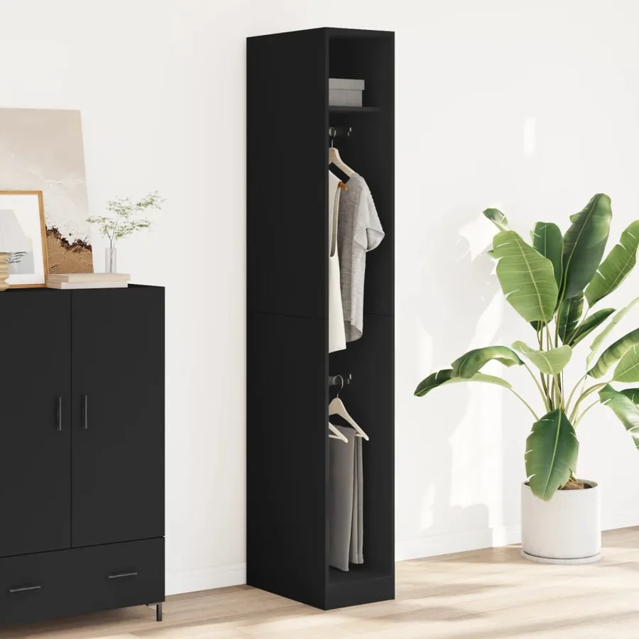 Garde-robe noir 30x50x200 cm bois d'ingénierie - 3