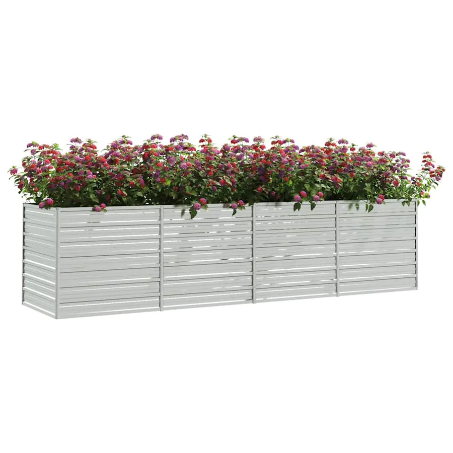 Lit surélevé de jardin 320x80x77 cm Acier galvanisé Argenté - 3
