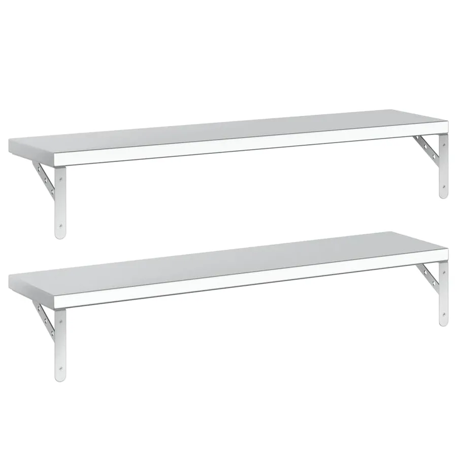 Étagères murales 2 pcs 100x23,5 cm argenté acier inoxydable - 4