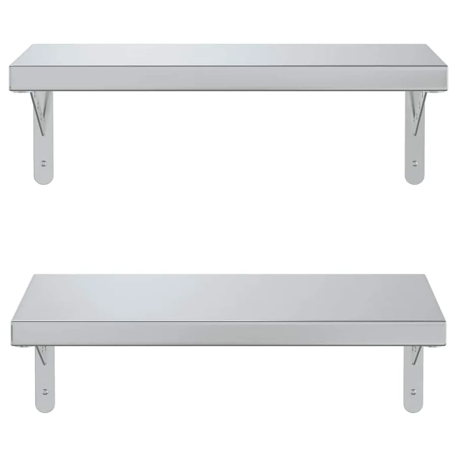 Étagères murales 2 pcs 50x23,5 cm argenté acier inoxydable - 5