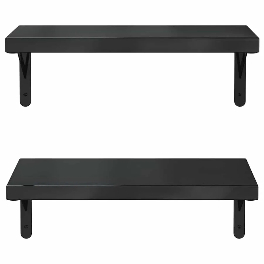 Étagères murales 2 pcs 50x23,5 cm noir acier inoxydable - 5