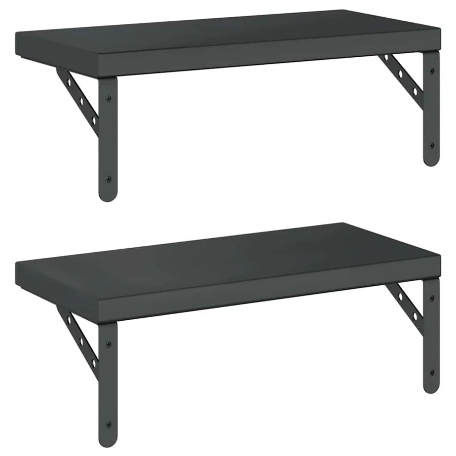 Étagères murales 2 pcs 50x23,5 cm noir acier inoxydable - 7