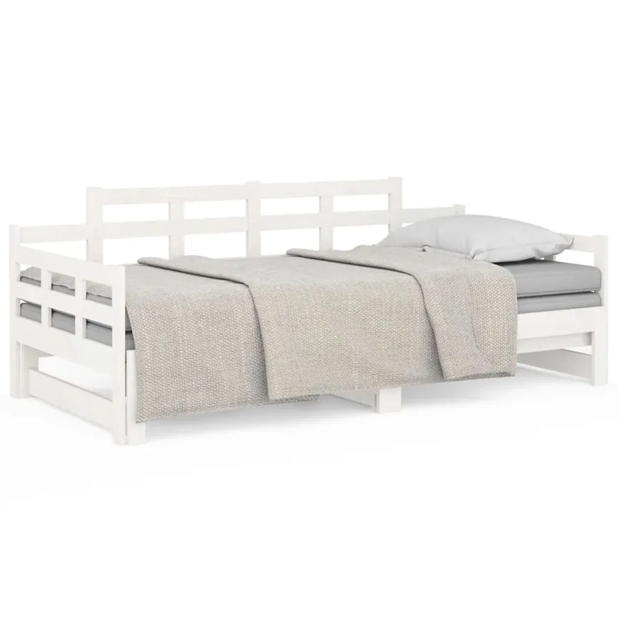 Lit coulissant sans matelas blanc 2x(90x190) cm - 2