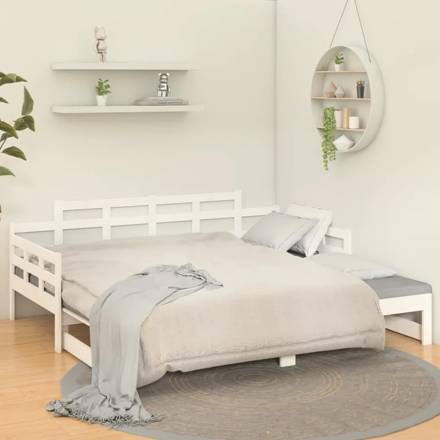 Lit coulissant sans matelas blanc 2x(90x190) cm - 4