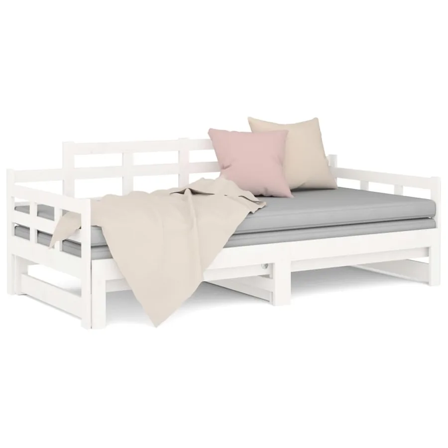 Lit coulissant sans matelas blanc 2x(90x190) cm - 5